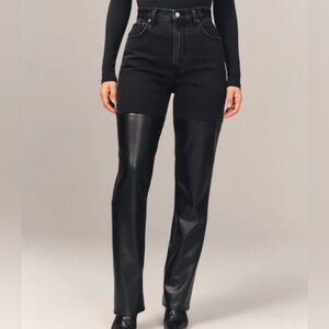Abercrombie & Fitch 90s Straight Ultra High Rise mixed-fabric black jeans